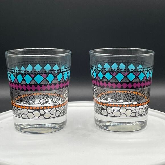 IKEA Murkla Multi-Colored Cocktail Old-Fashioned Whiskey Glasses - Set of 2 - Picture 3 of 9